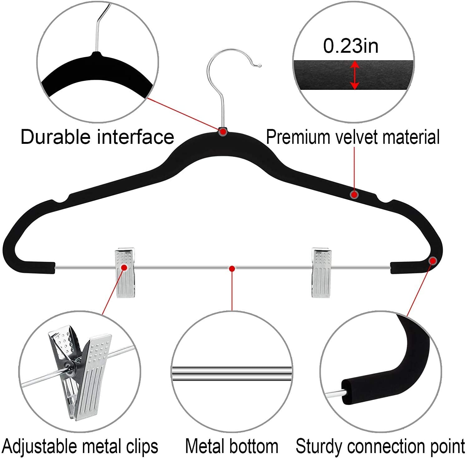 TIMMY hanger with 360° rotating clip securing pants and skirts without creases.