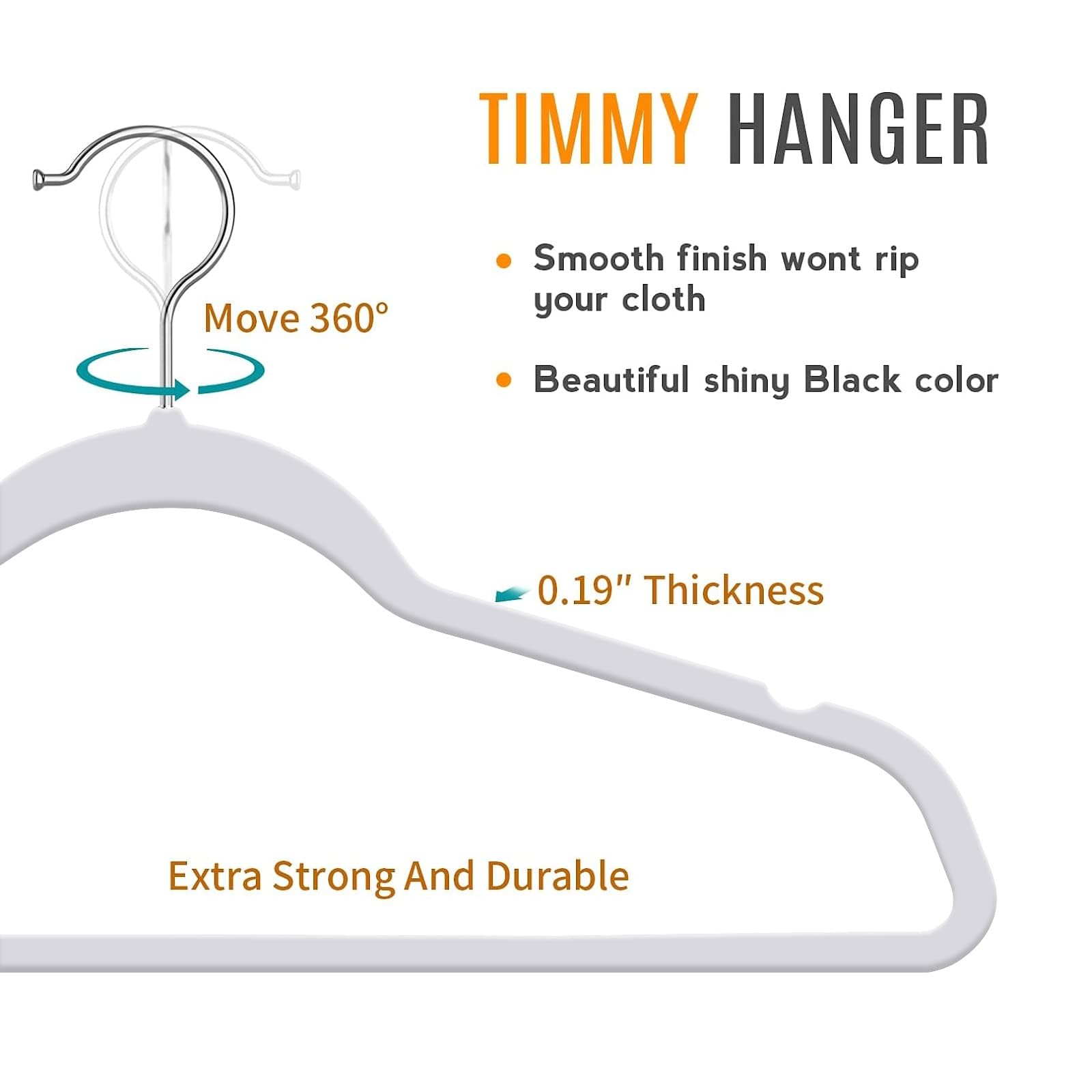 TIMMY heavy-duty ABS hangers in grey supporting heavy garments