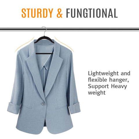 TIMMY hangers with swivel hooks enable easy hanging and quick outfit changes.