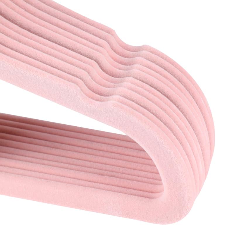 TIMMY velvet baby hangers 50-pack with soft pink blue grey colors.