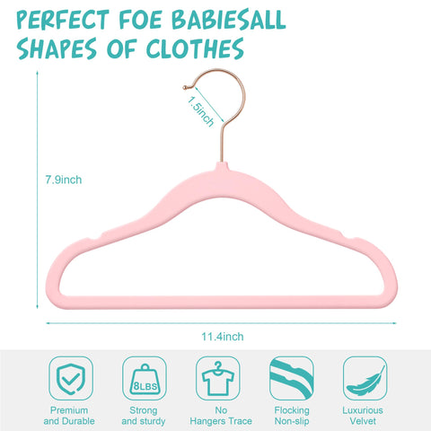 TIMMY velvet baby hangers swivel hooks for easy access in nurseries.