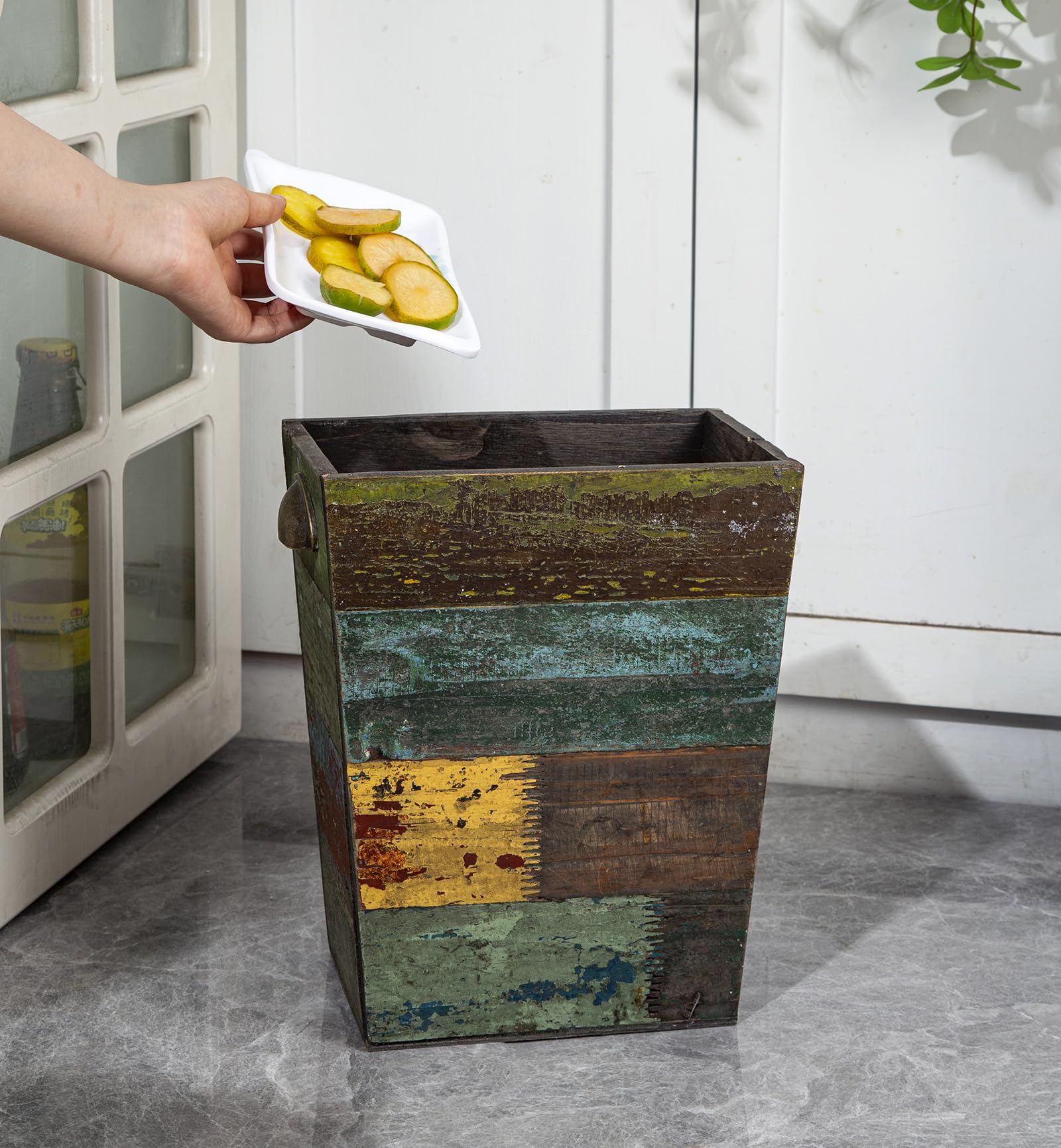 TIMRIS wooden bin styled as planter for decorative touch