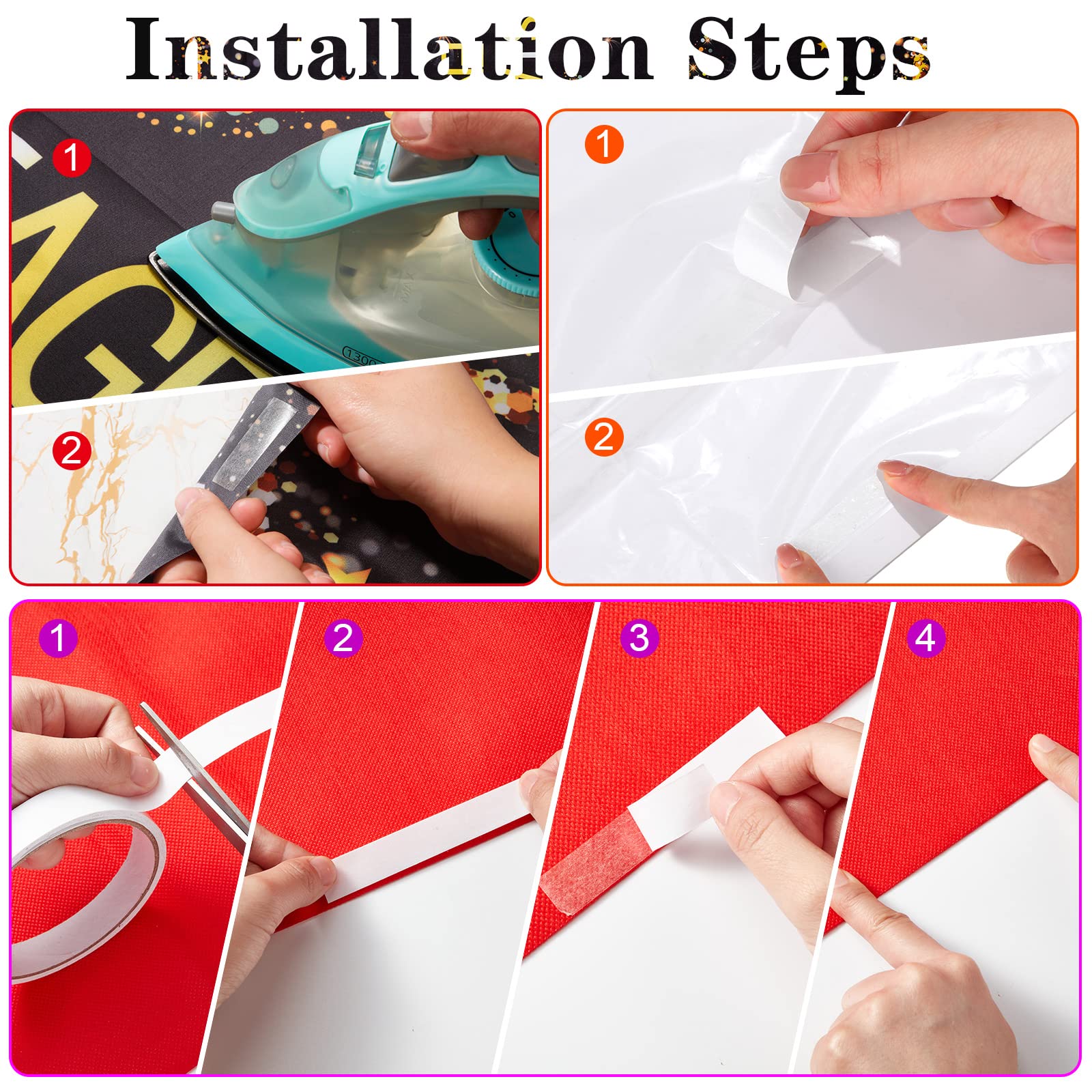 Timtin double-sided tape keeps backdrop secure and hazard-free