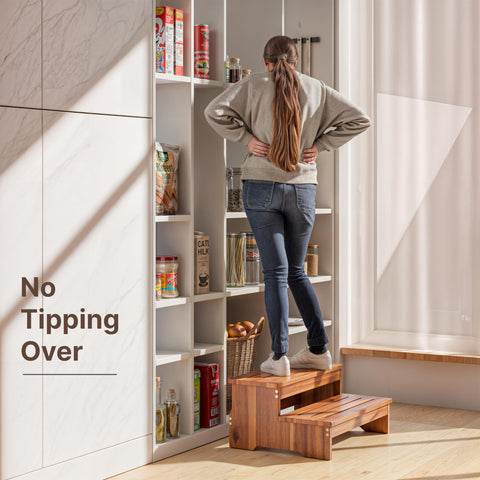 Tinamo portable two-step stool, outdoor-ready for patios, porches, and RV entries.