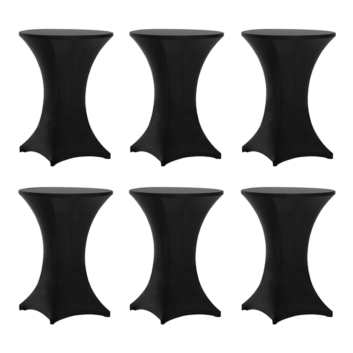 Tina's 6-pack highboy spandex table cover on a round table for a sleek event setup.