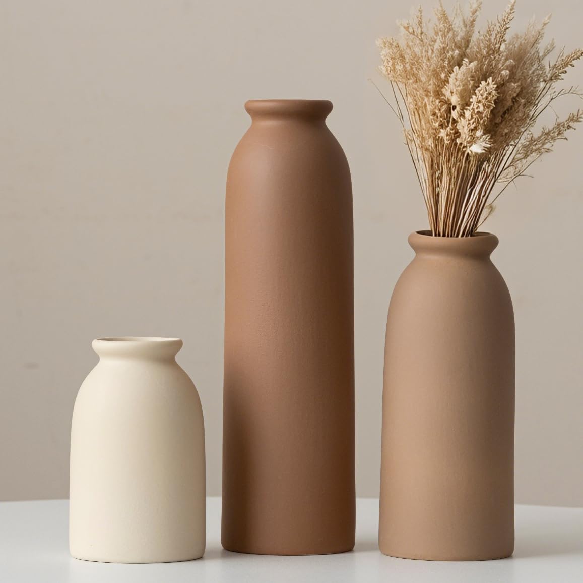 TINCTOTNIC three piece vase set in Nordic white, ideal for mixed florals and modern mantles