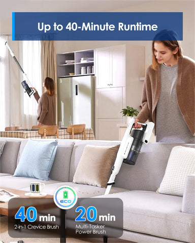 Tineco A20 ergonomic dual-handle design supports comfortable cleaning angles.