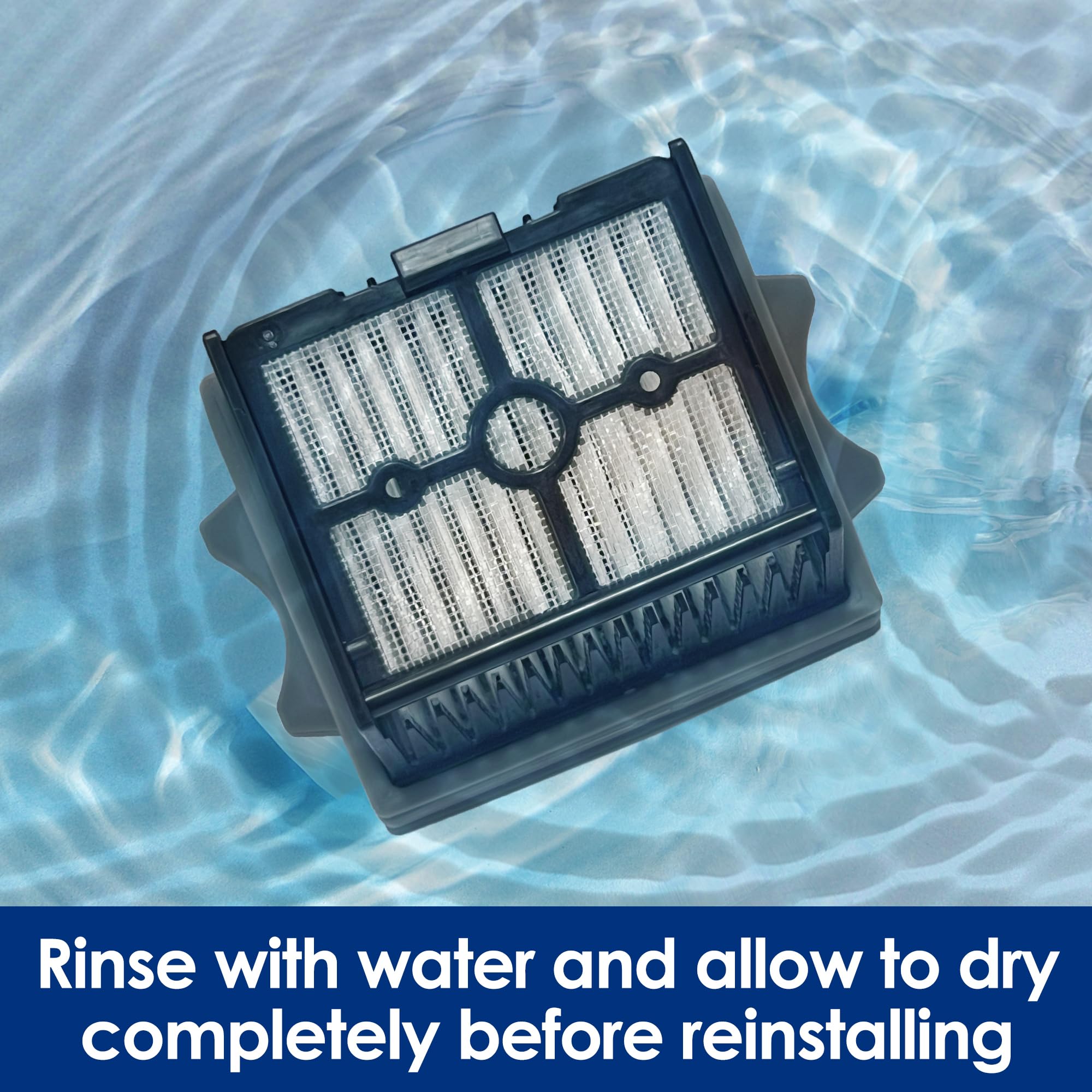 Tineco dirty water tank filter system blocks debris for cleaner tanks.