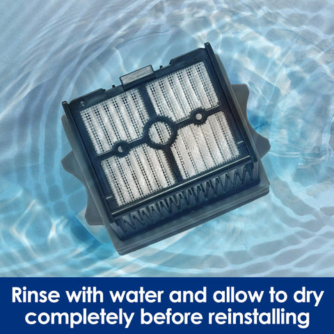 Tineco dirty water tank filter system blocks debris for cleaner tanks.