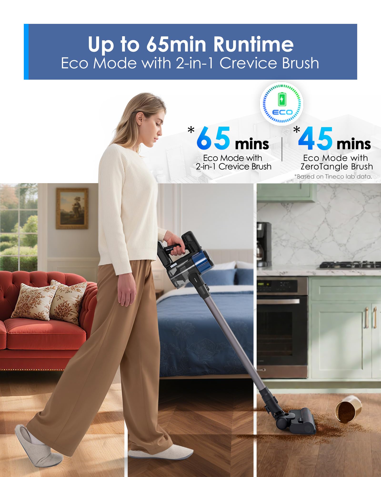 Tineco Pure ONE S30 handles pet hair on carpets with strong suction.