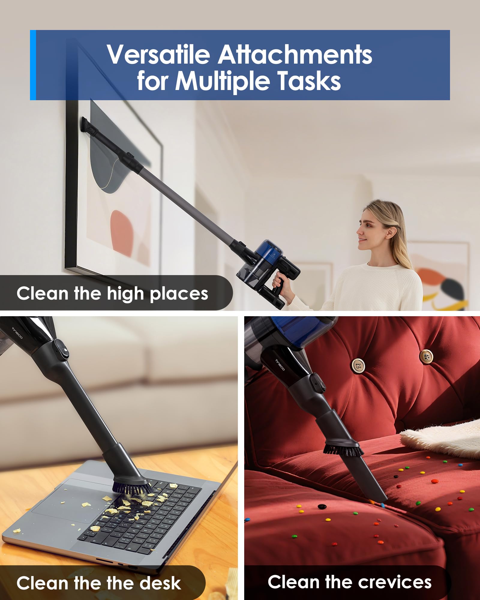 Tineco Pure ONE S30 runtime up to 65 minutes in Eco Mode.