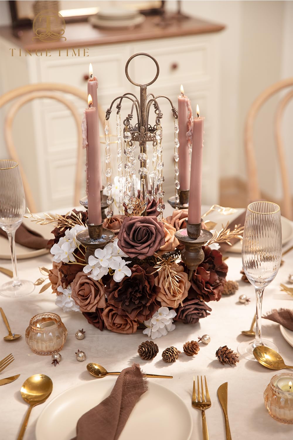 TINGE TIME coffee colored roses for home decor arrangements