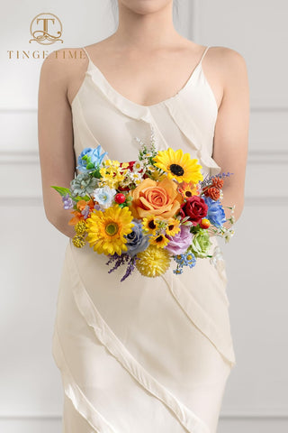 TINGE TIME sunflower and violets bring sunny accents to events