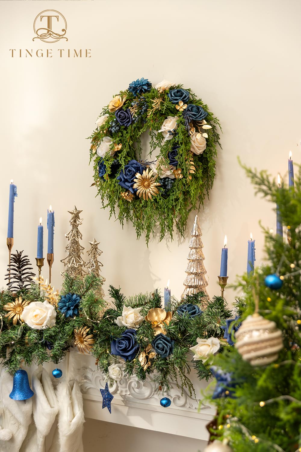 TINGE TIME diamond roses create luxe focal points for arch decor.