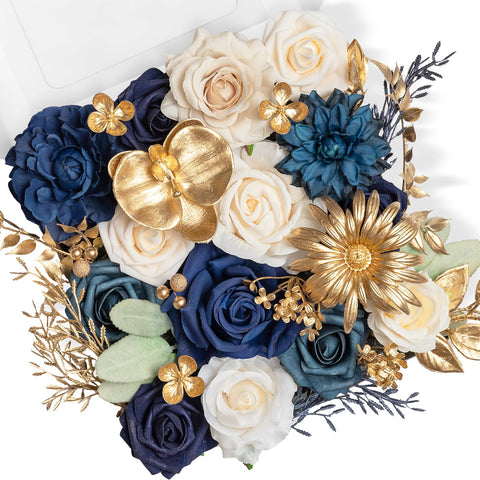 TINGE TIME navy blue curly roses for elegant, reusable wedding bouquets.