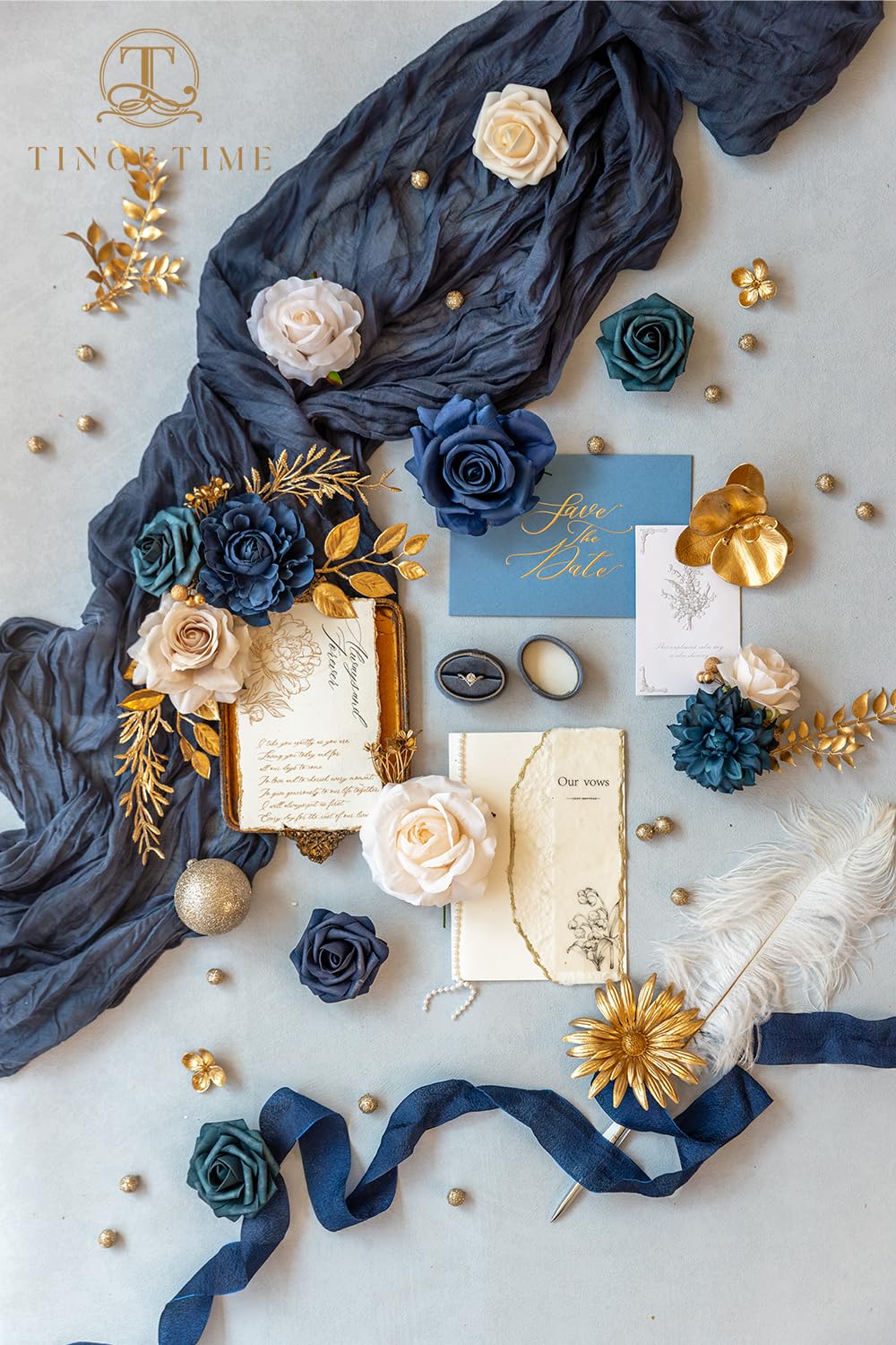 TINGE TIME navy blue PE roses mix enhances DIY bouquet projects.