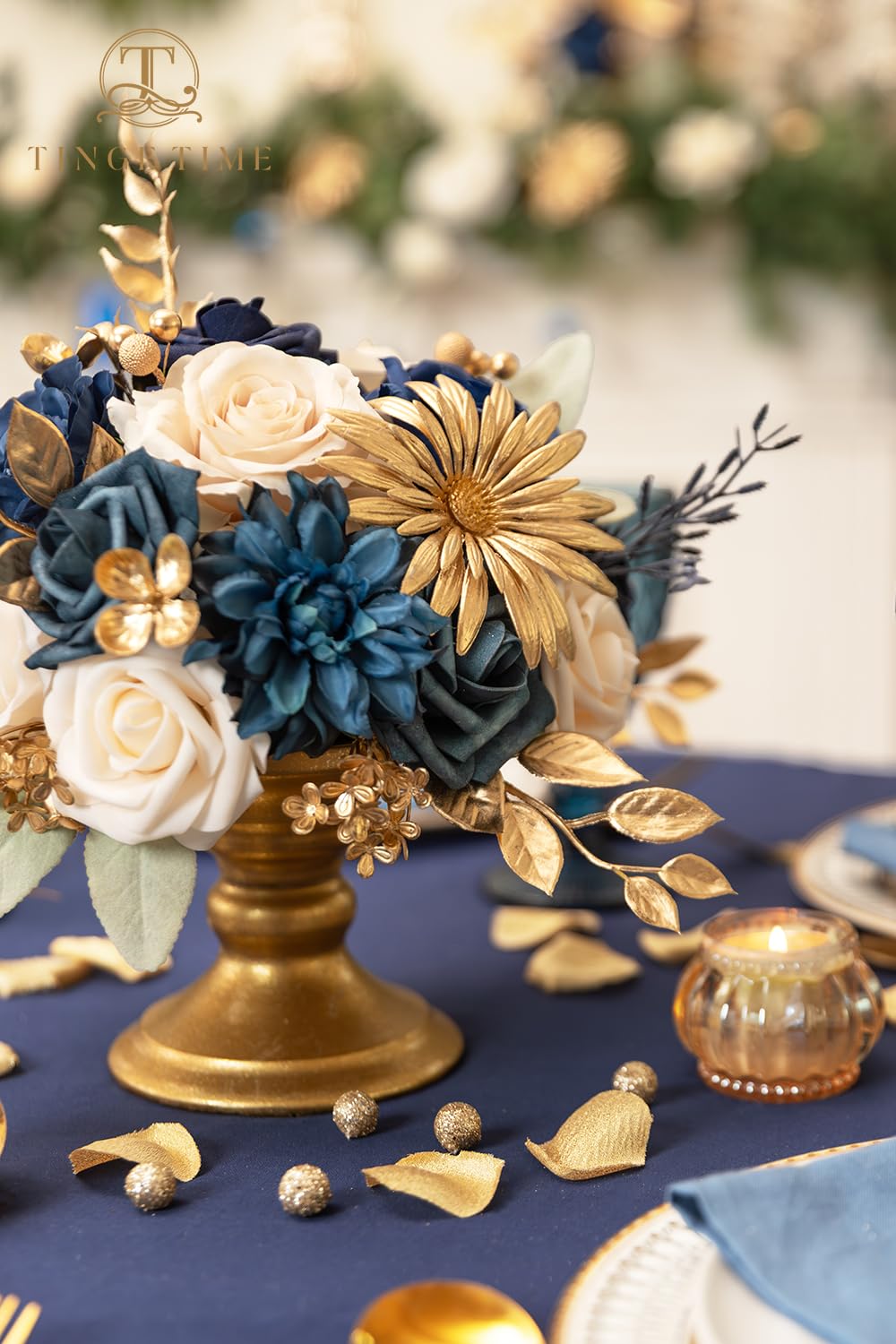 TINGE TIME sweetheart roses provide romantic accents for cake toppers.