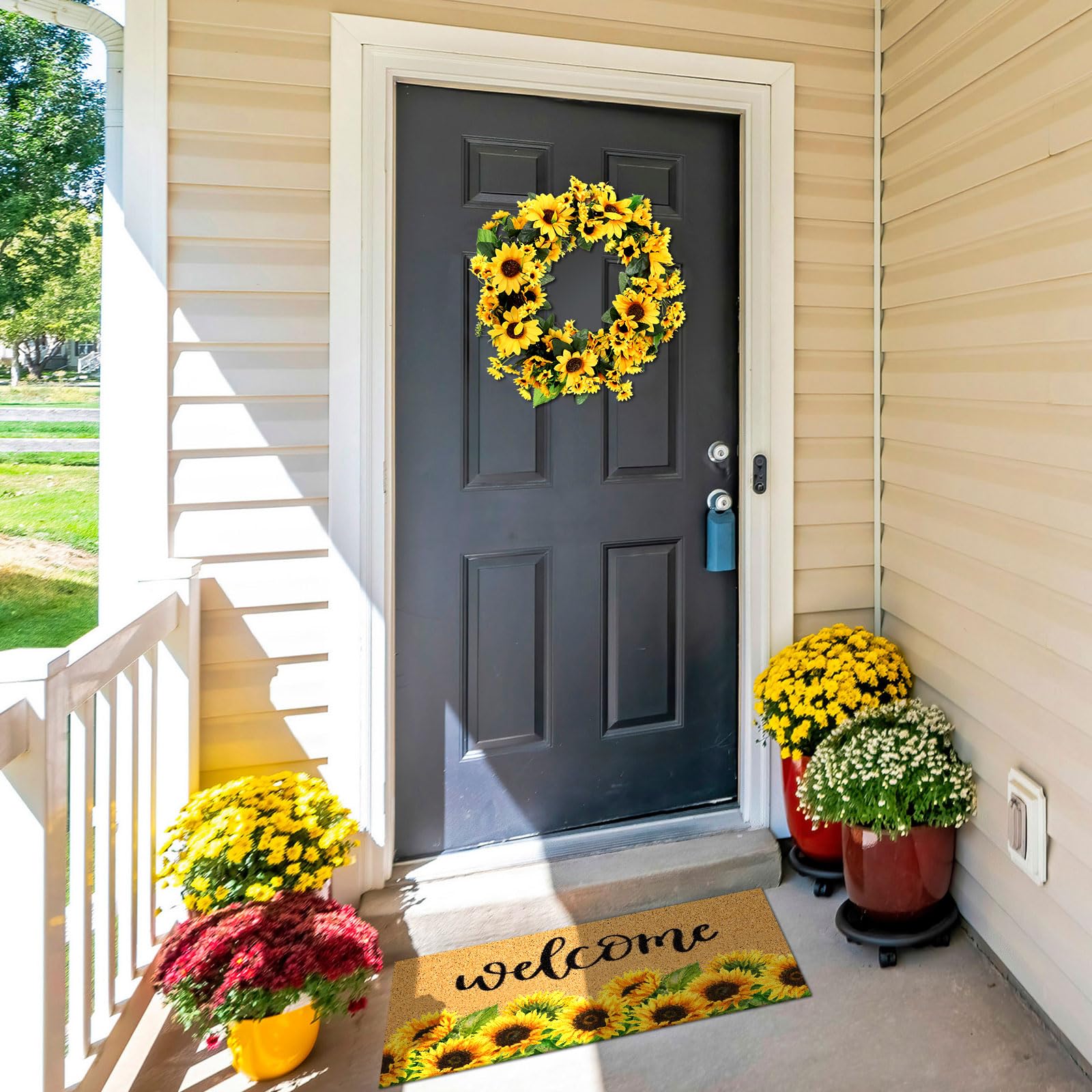 Tingjoo front porch decor creates a welcoming entrance.