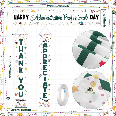 Tingjoo Administrative Professionals Day banner in blue and green for desk displays.