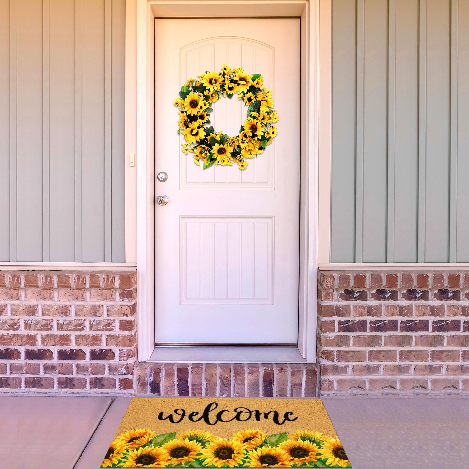 Tingjoo sunflower wreath for front door adds seasonal curb appeal.