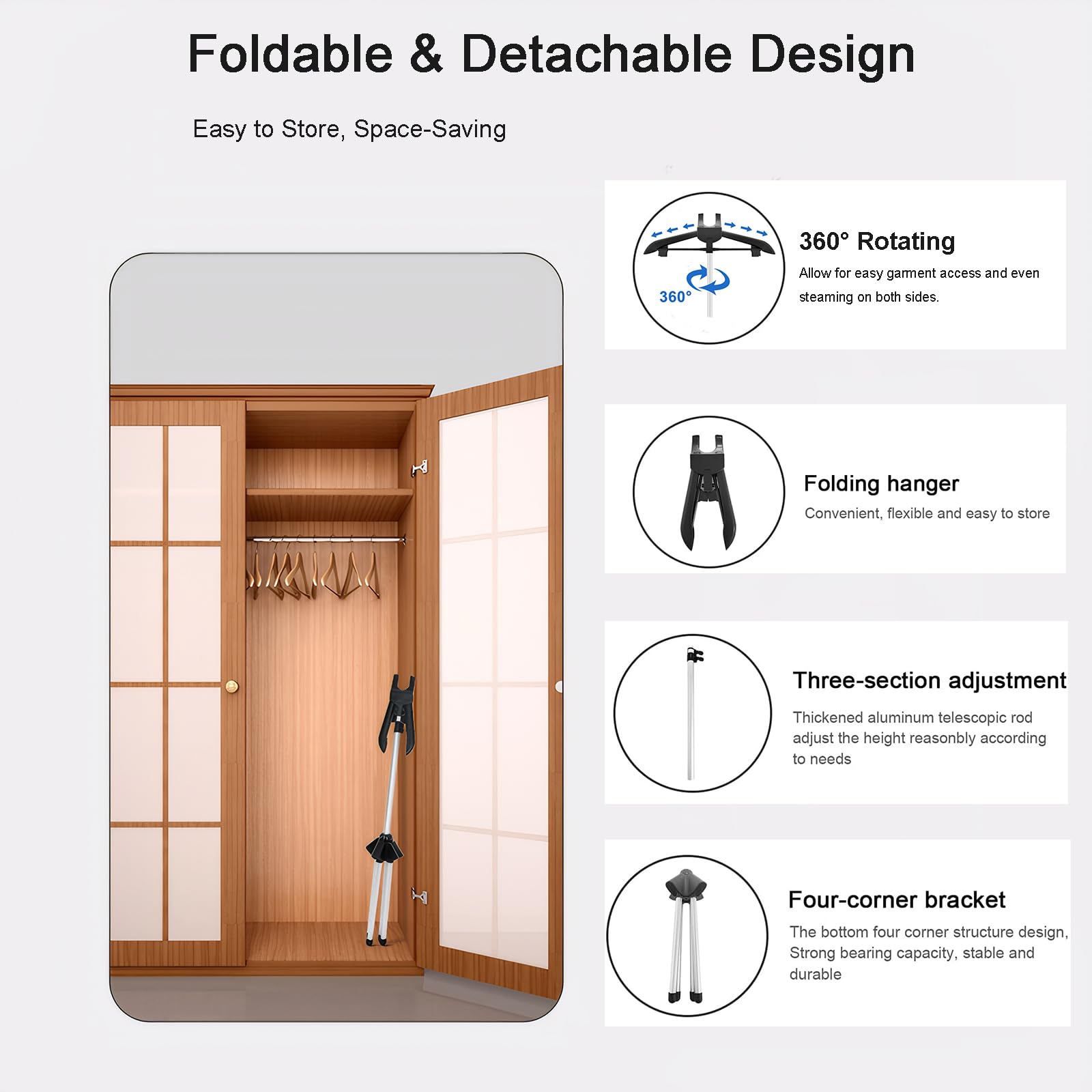 Tingtio adjustable steamer rod adapts to garment lengths