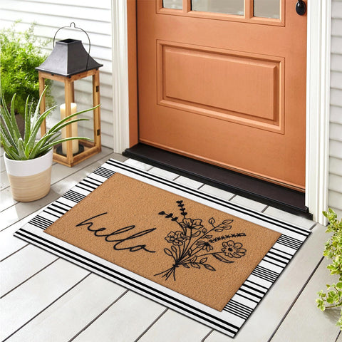 Tinideya Coir mat with hello design enhances entryway decor