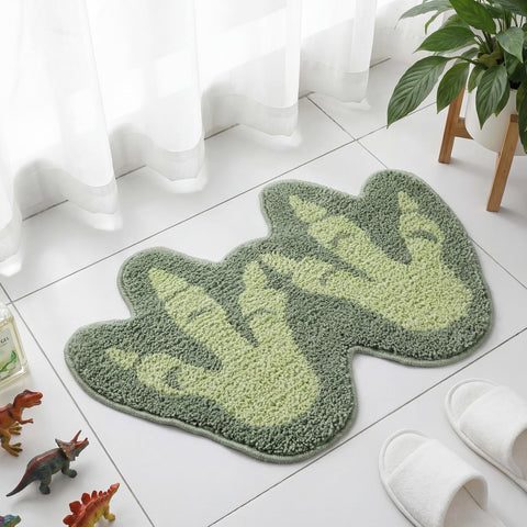 Tinideya dinosaur footprints bath rug with playful print keeps kids' bathroom fun, cozy, and dry feet