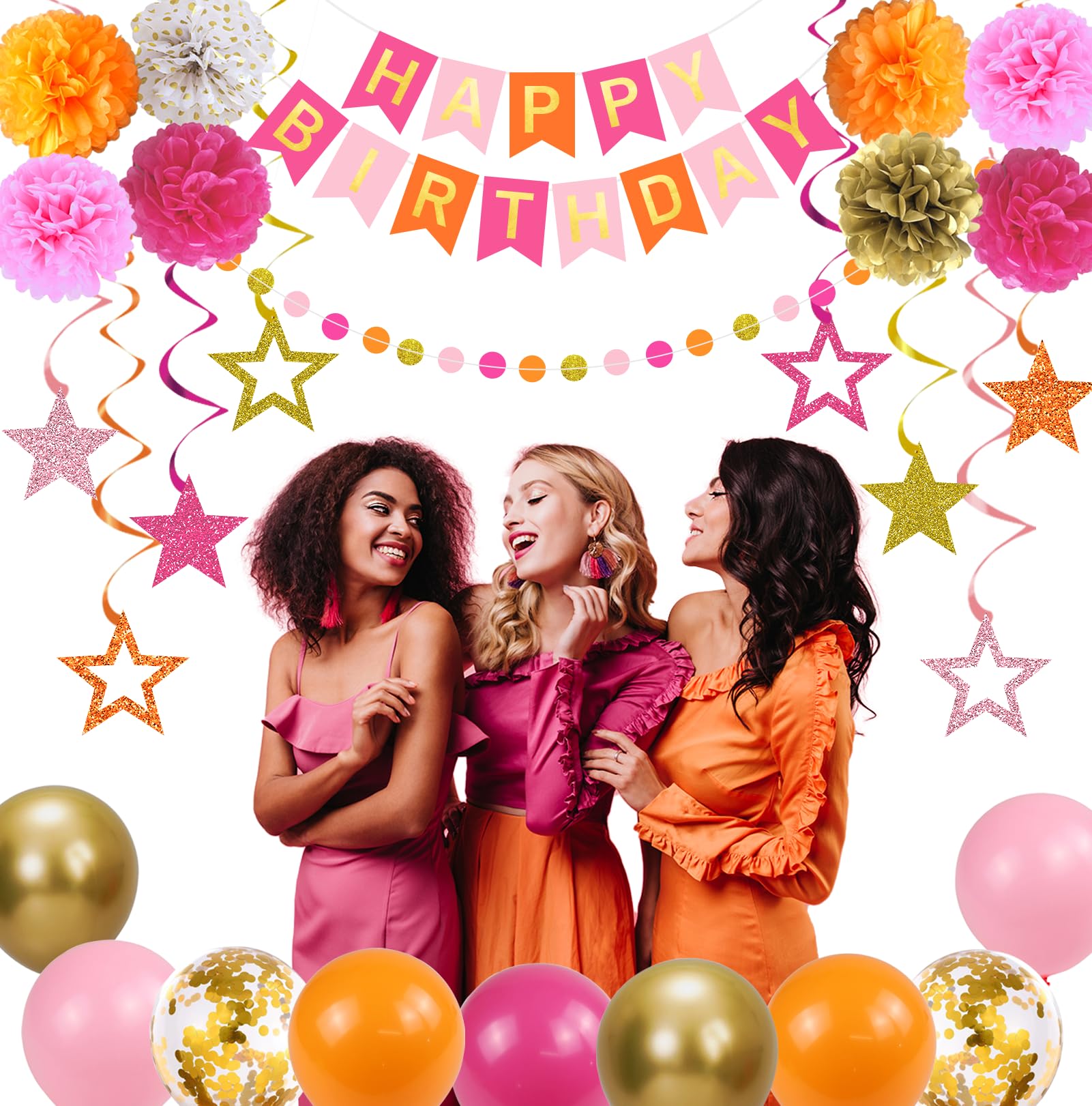 Tintisfafa pink orange backdrop enhances wall decor and photo-worthy moments.