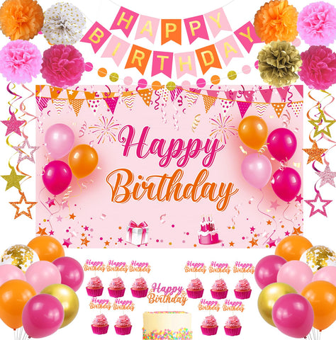 Tintisfafa pink orange banner elevates birthday decor for a lively celebration.