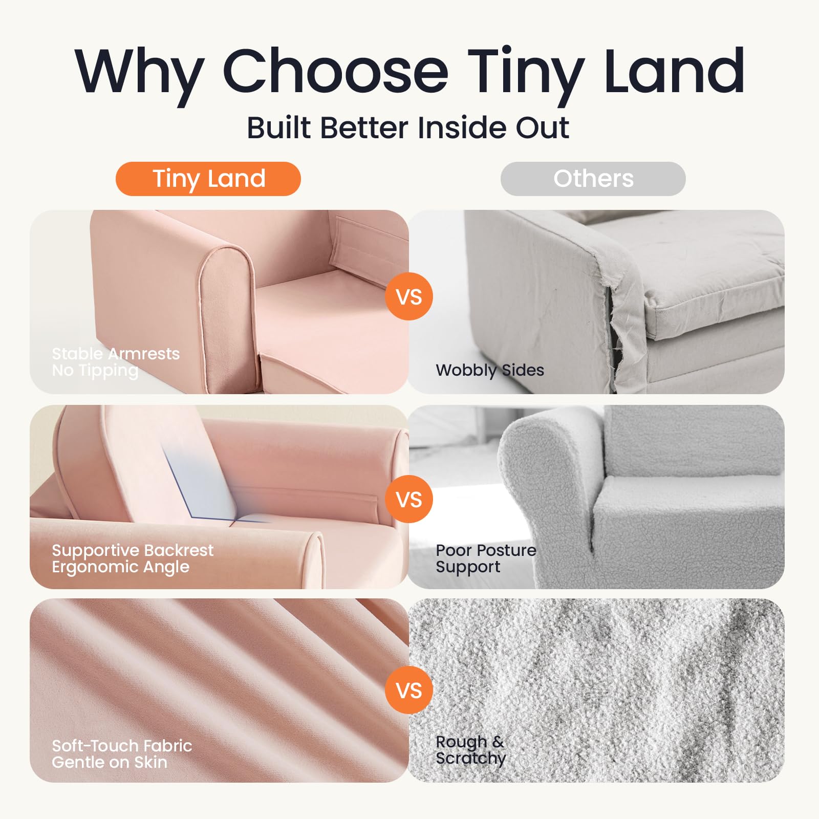 Tiny Land extended lounge length supports growing kids during storytime