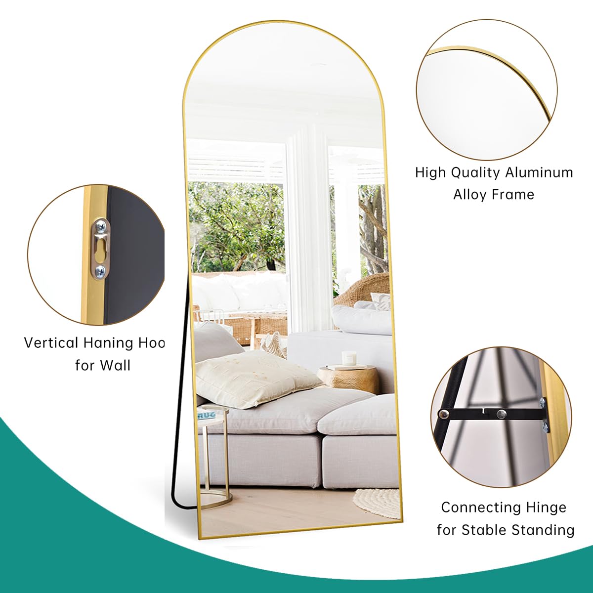 TinyTimes mirror leaning against wall in cozy bedroom