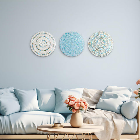 Tioncy coastal shell mosaic wall plates add natural charm to living spaces