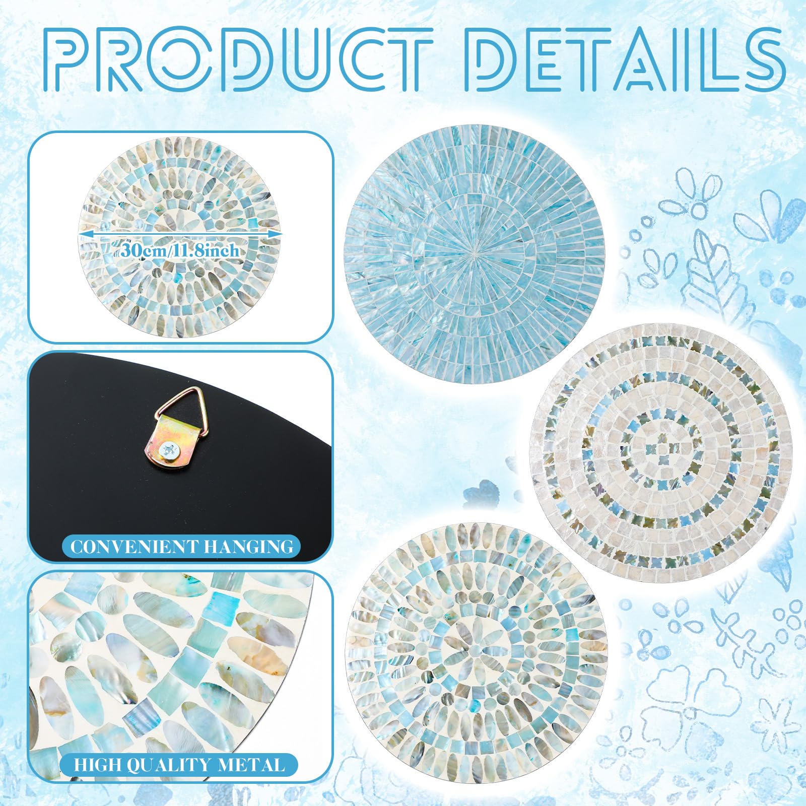 Tioncy handmade hanging shell plates with hooks for easy display
