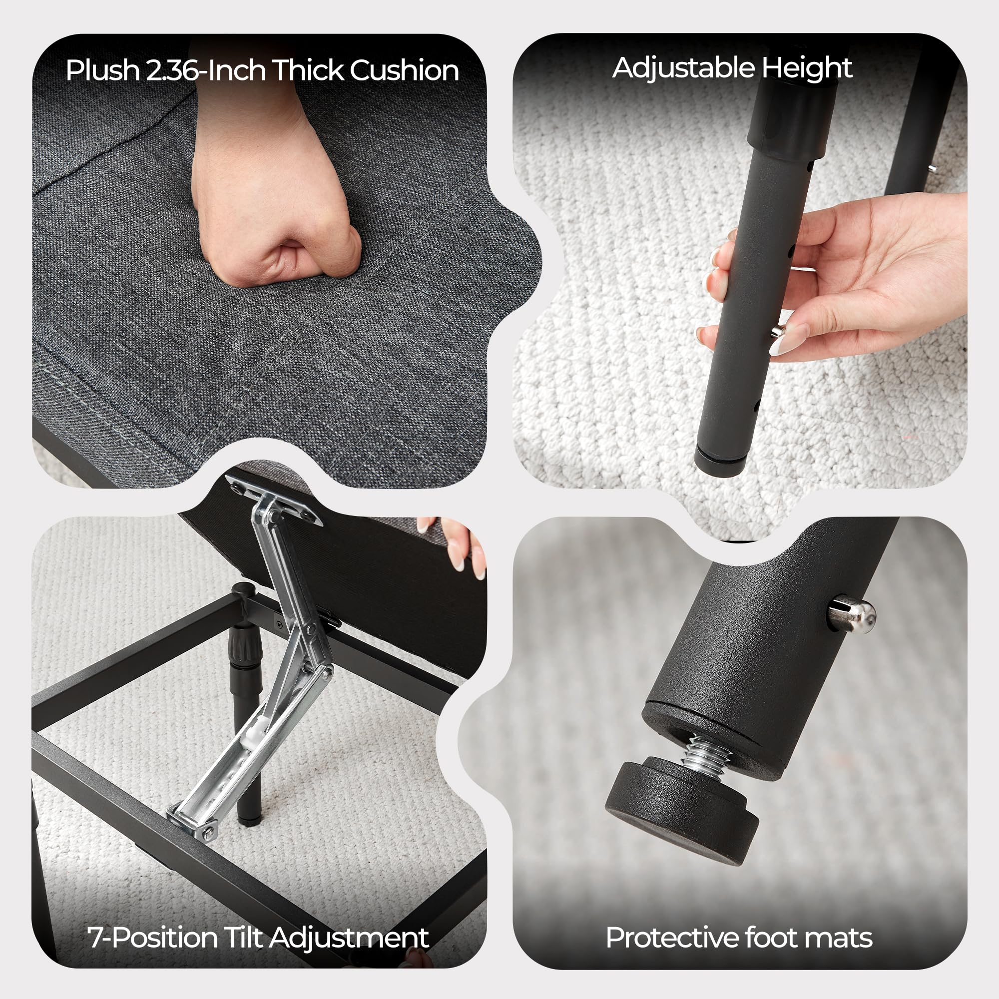 TIOPGHAD calf cradle design helps prevent calf stiffness during long sessions.