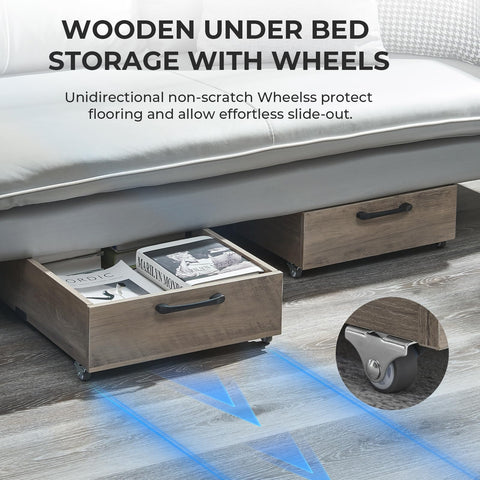 TIOPGHAD under-bed drawer open showing accessible storage space.