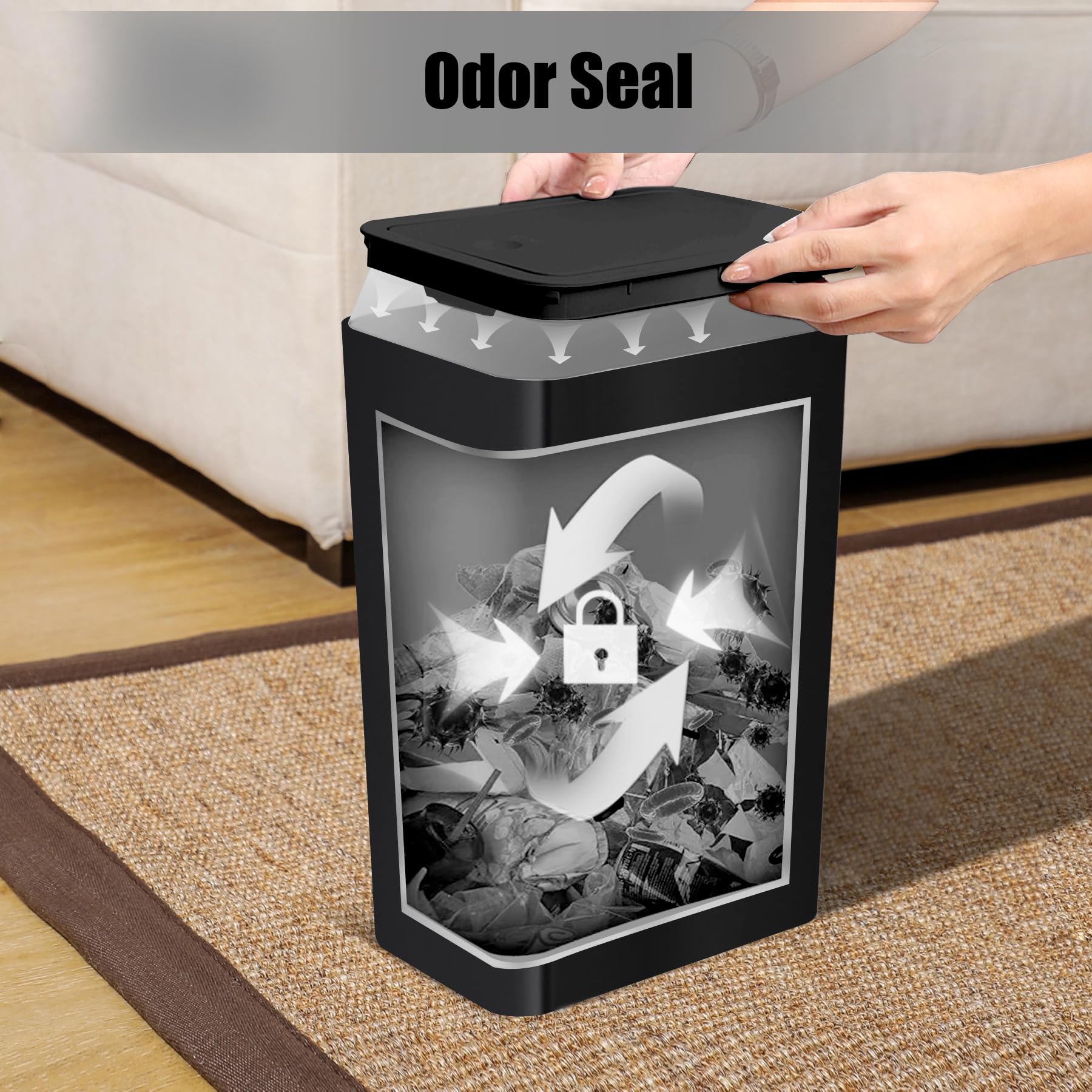 TIPGO 2-pack black trash cans for versatile room placement