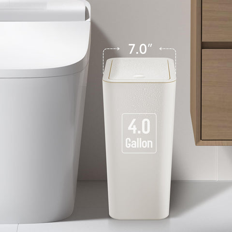 TIPGO 4-gallon white trash bin ideal for small rooms