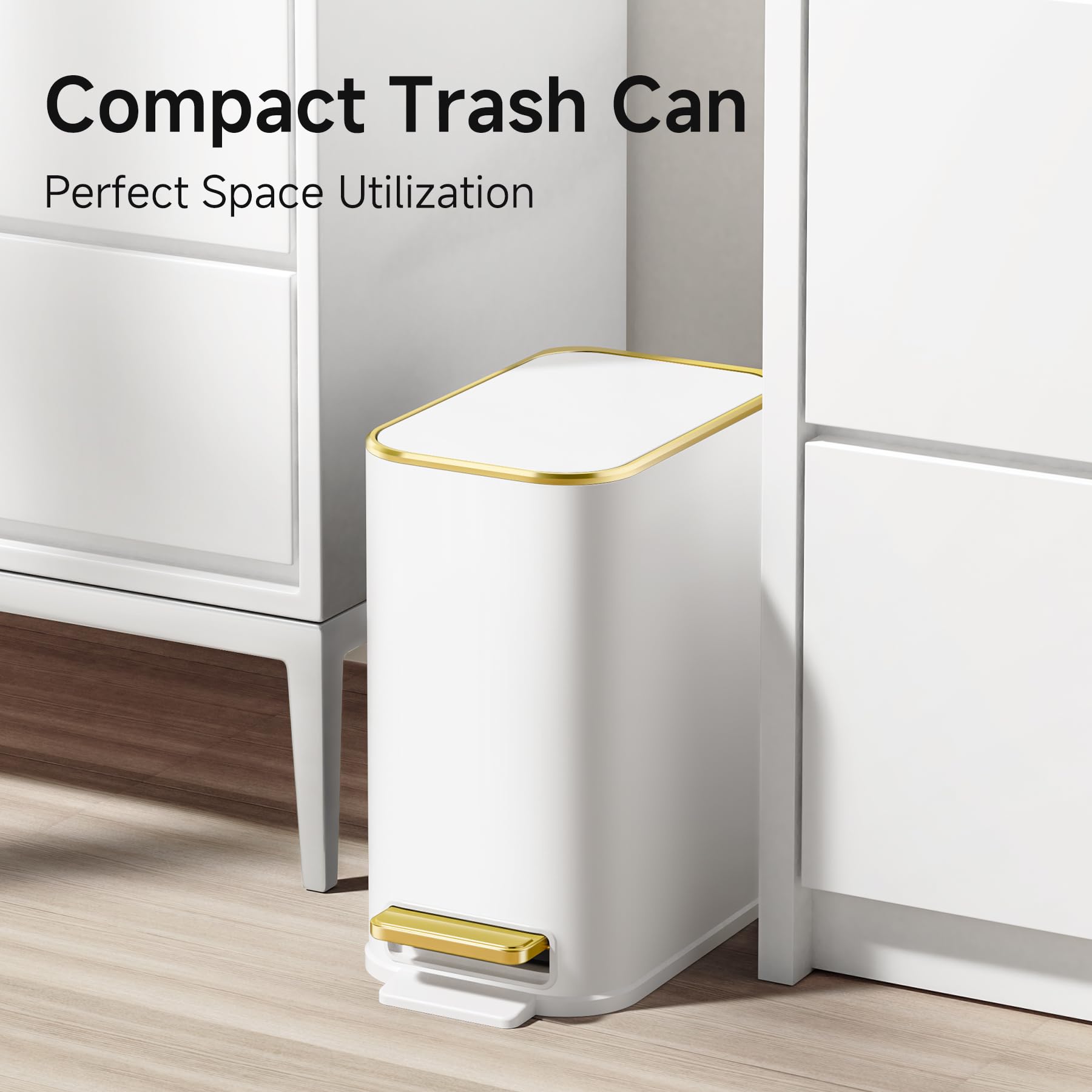 TIPGO 5 liter slim trash can fits tight bathroom spaces
