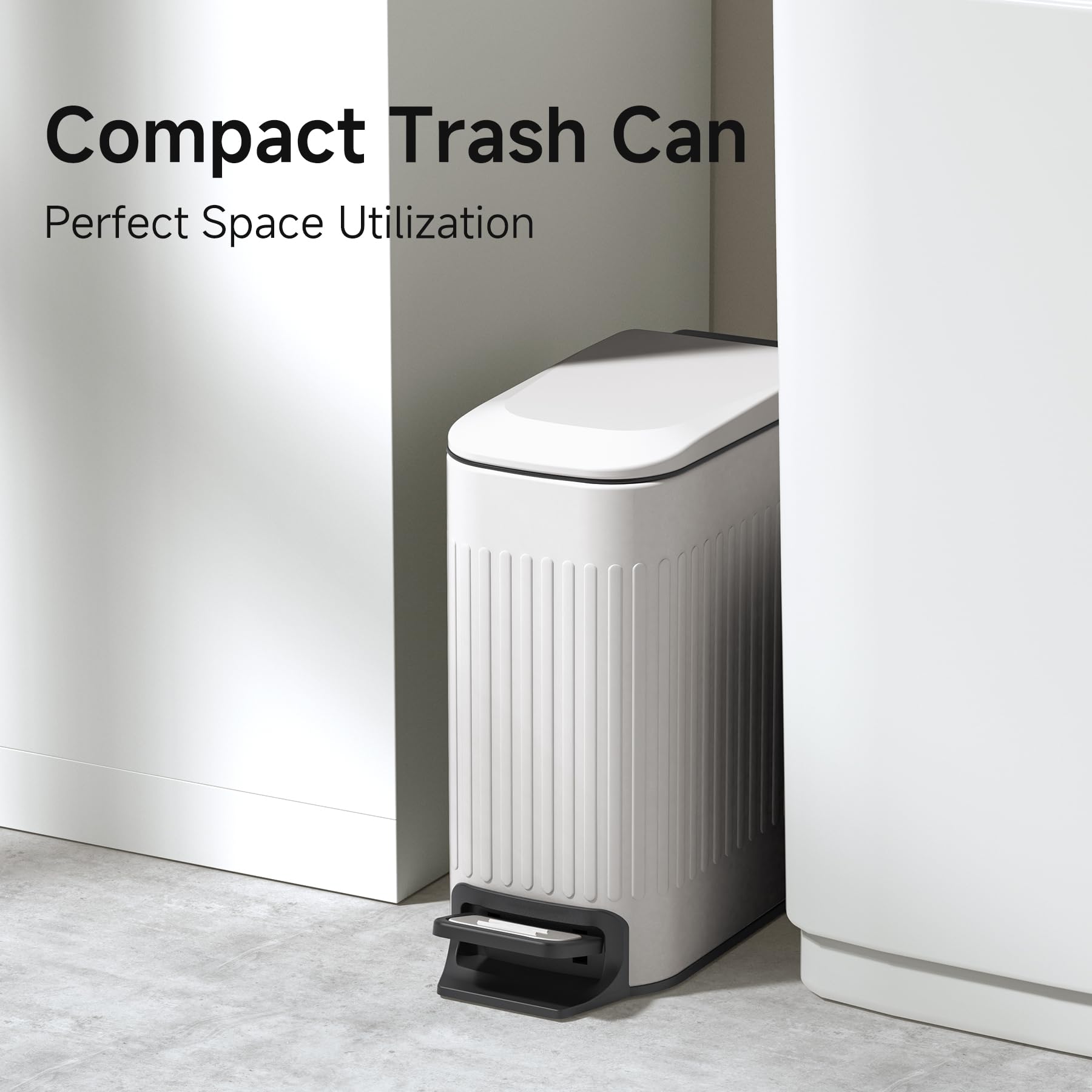 TIPGO 6-liter stainless steel trash bin in white ideal for small rooms.