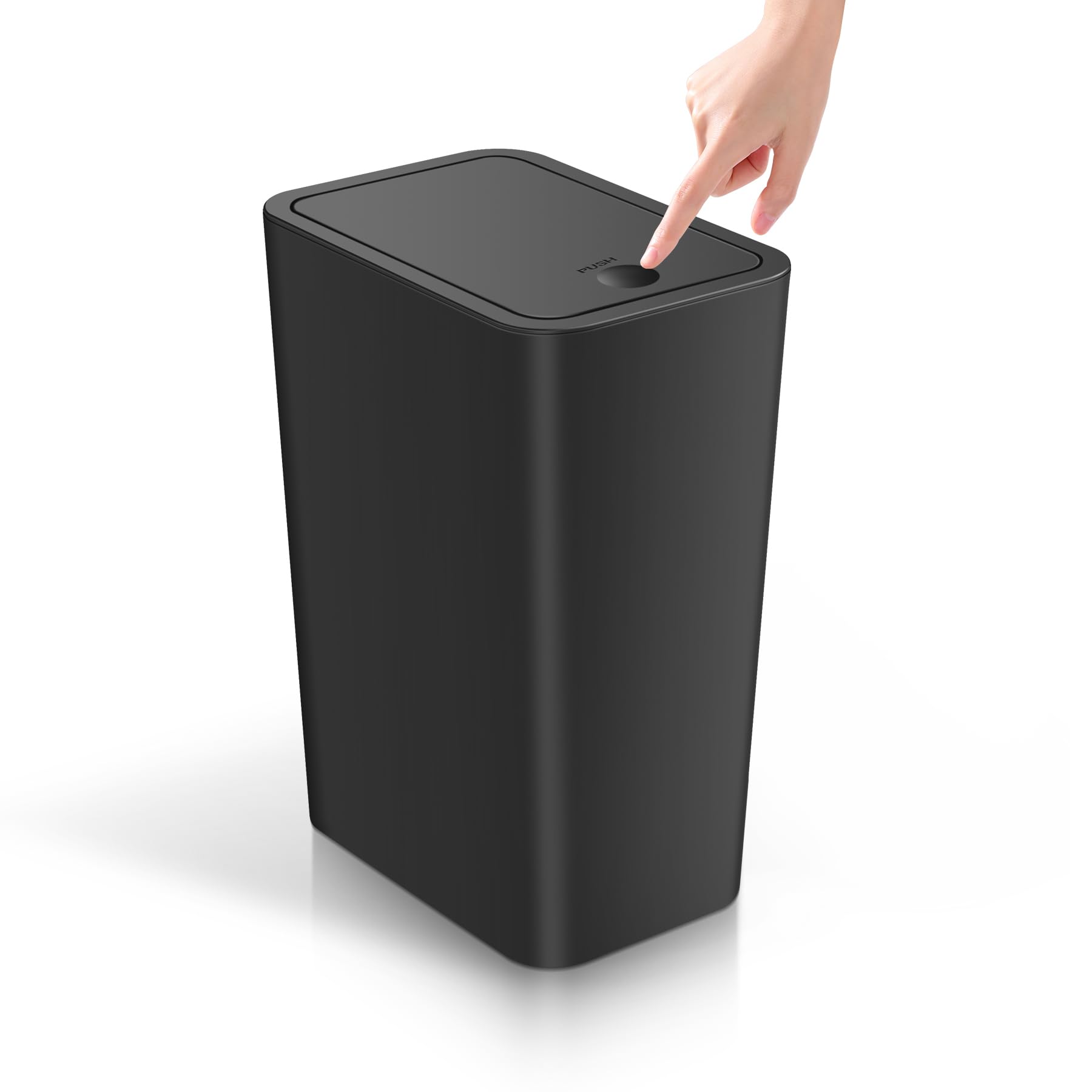 TIPGO bathroom trash can with lid shows slim profile for tight corners.