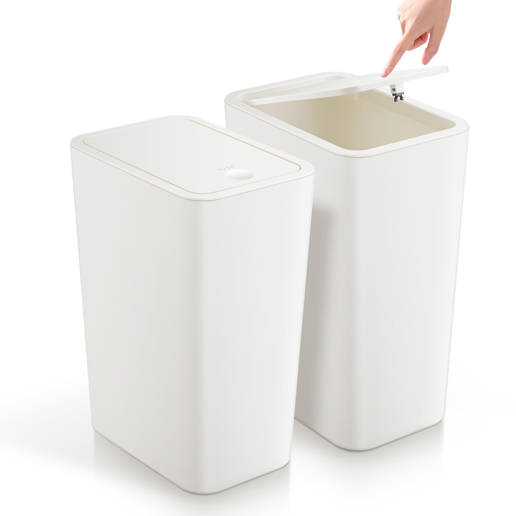 TIPGO bathroom trash can lid pop-up white, for quick hands-free disposal