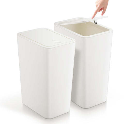 TIPGO bathroom trash can lid pop-up white, for quick hands-free disposal