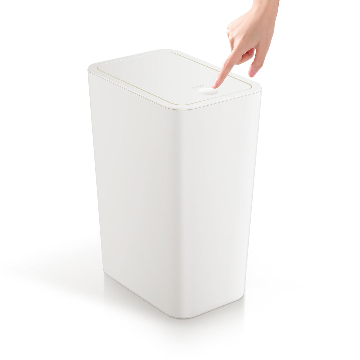 TIPGO bathroom trash can with pop-up lid in white for slim spaces