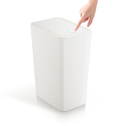 TIPGO bathroom trash can with pop-up lid in white for slim spaces
