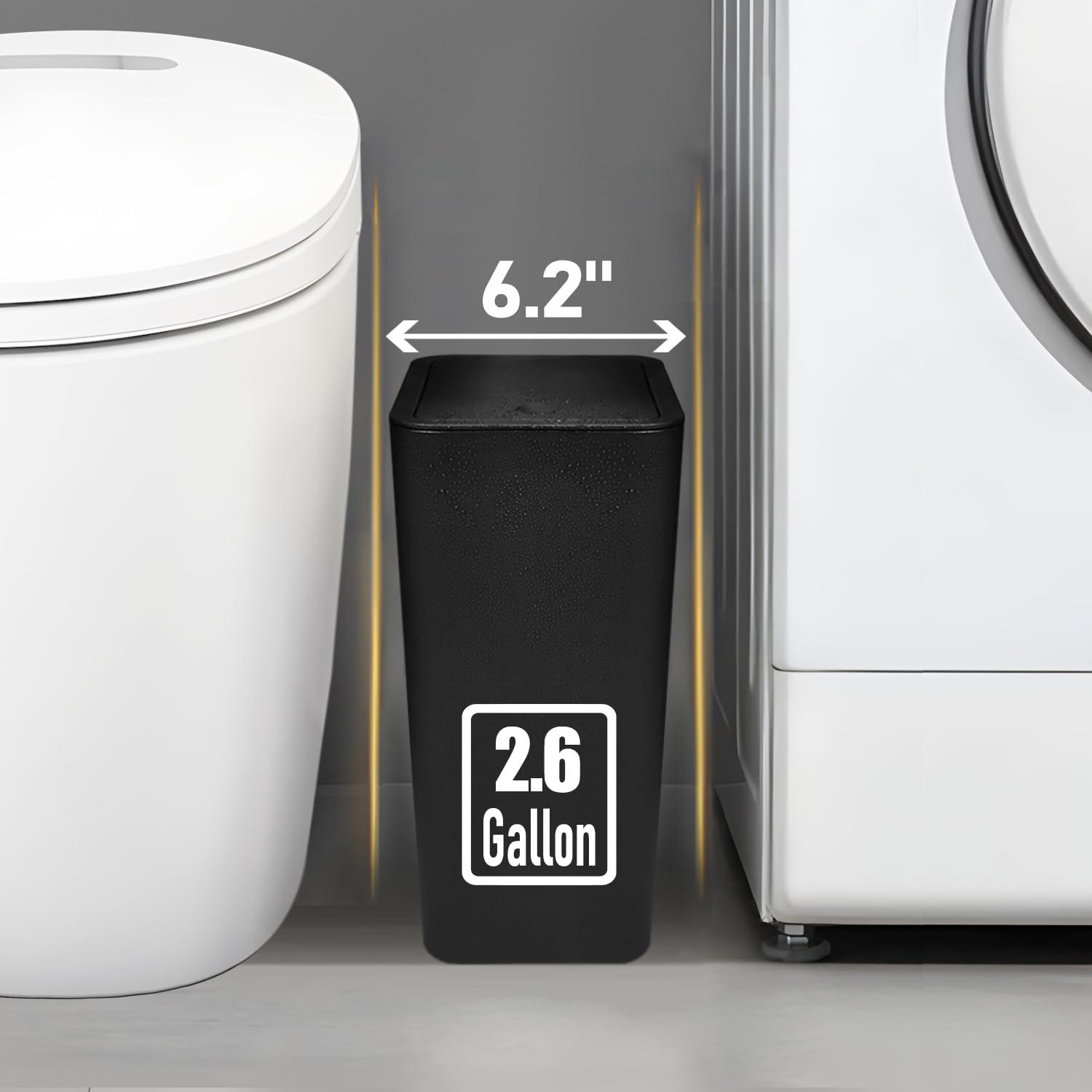 TIPGO slim design trash can fits tight corners and small spaces