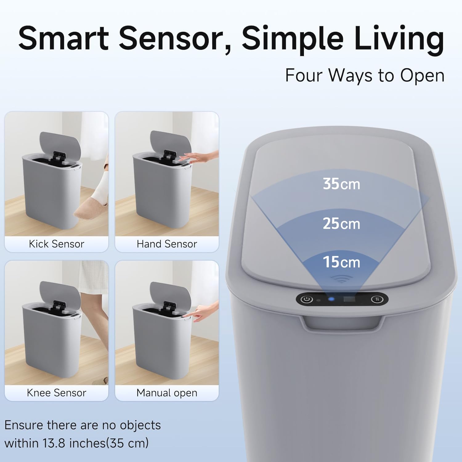 TIPGO gray compact trash can for bathrooms, offices or bedrooms.