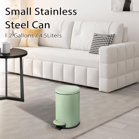 TIPGO green stainless trash bin adds compact convenience to any room