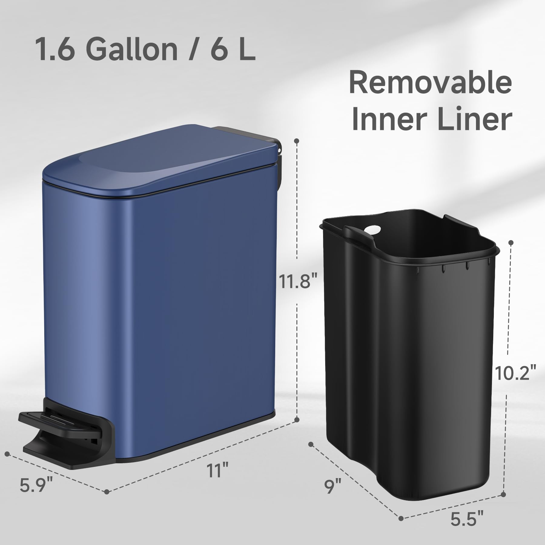 TIPGO removable inner bucket makes cleaning and bag changes easy.