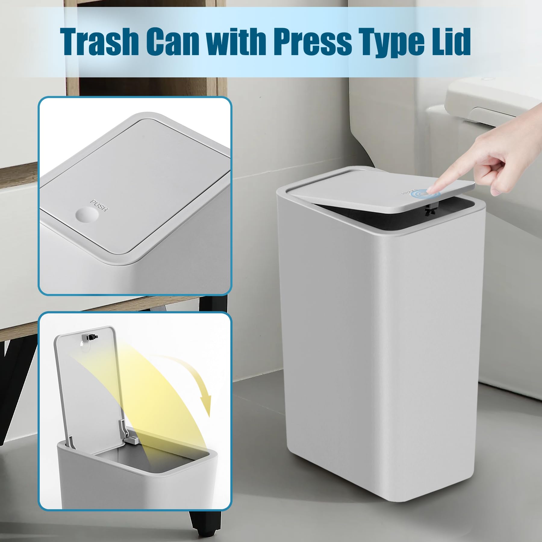TIPGO removable lid bin simplifies bag changes.