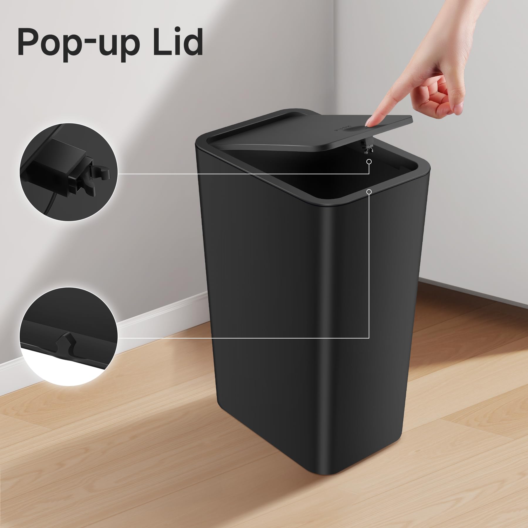TIPGO removable lid image simplifies bag changes and cleaning.